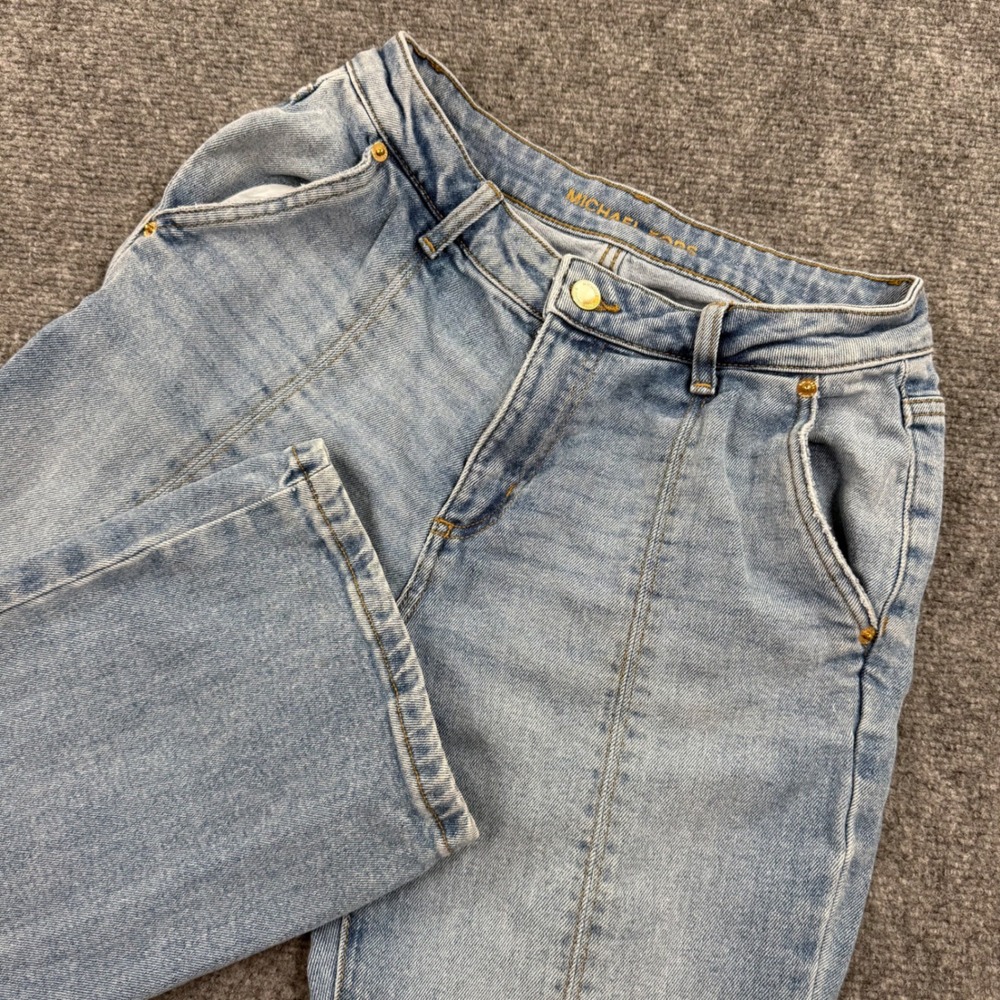 Michael Kors Flare Jeans 4 Light Wash Front Seam High Rise Denim Womens